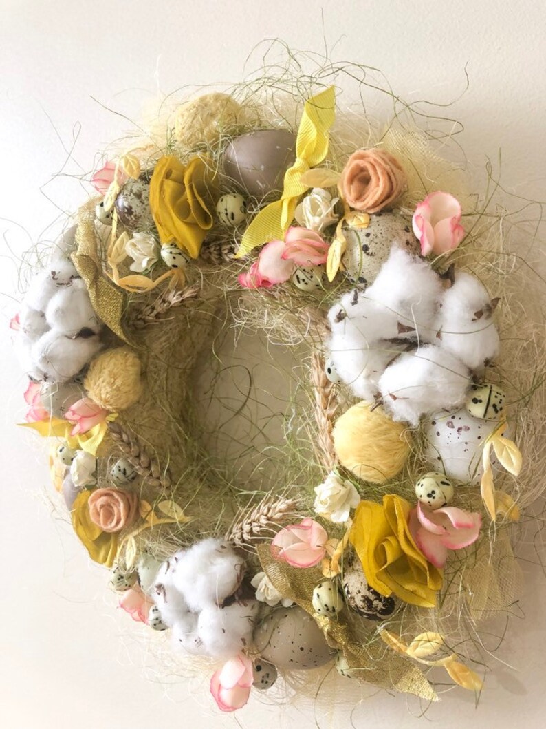Spring Wreath Farmhouse Wreath Easter Decor Easter Wreath Easter Egg Wreath Wreath For Front Door Wreaths Wreaths Door Hangers