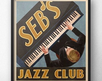 Affiche publicitaire vintage rétro du Seb's Jazz Club