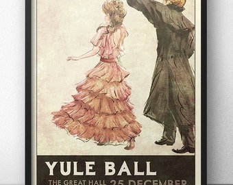 Yule Ball Poster - 1930s Retro Style (Pink Dress)