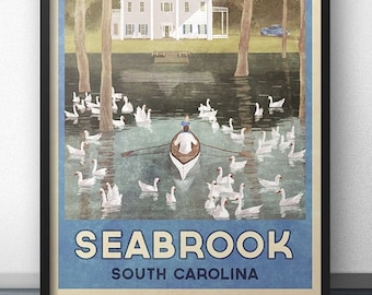 Affiche de voyage Seabrook en Caroline du Sud