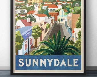 Sunnydale California Vintage Travel Poster