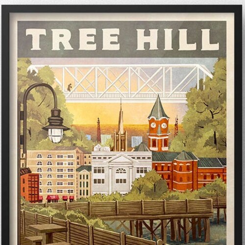 Tree Hill North Carolina Retro Vintage Travel Poster Etsy