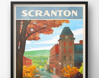 Scranton Retro Vintage Travel Poster