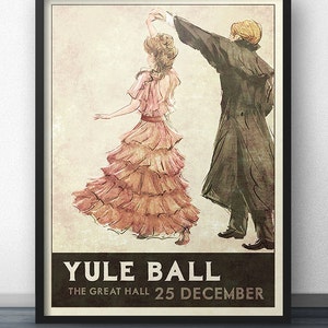 Yule Ball Poster - 1930s Retro Style (Pink Dress)