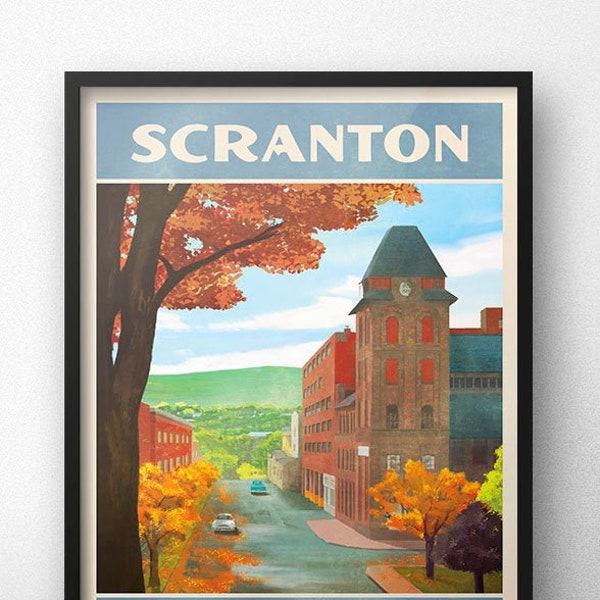 Scranton Retro Vintage Travel Poster