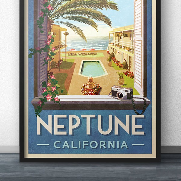 Affiche de voyage Neptune California - Inspirée par Veronica Mars