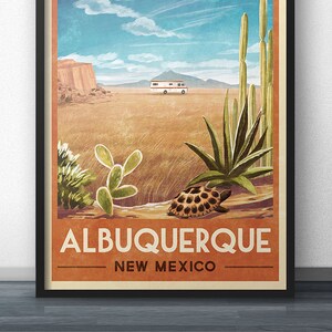 RV Camper Vintage Travel Poster of Albuquerque, New Mexico