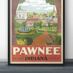 Pawnee Indiana Travel Poster Parks and Recreation Department image 1