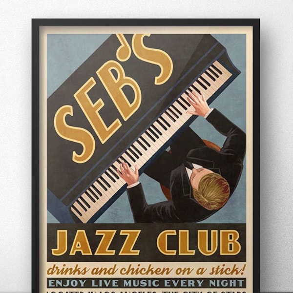 Affiche publicitaire vintage rétro du Seb's Jazz Club