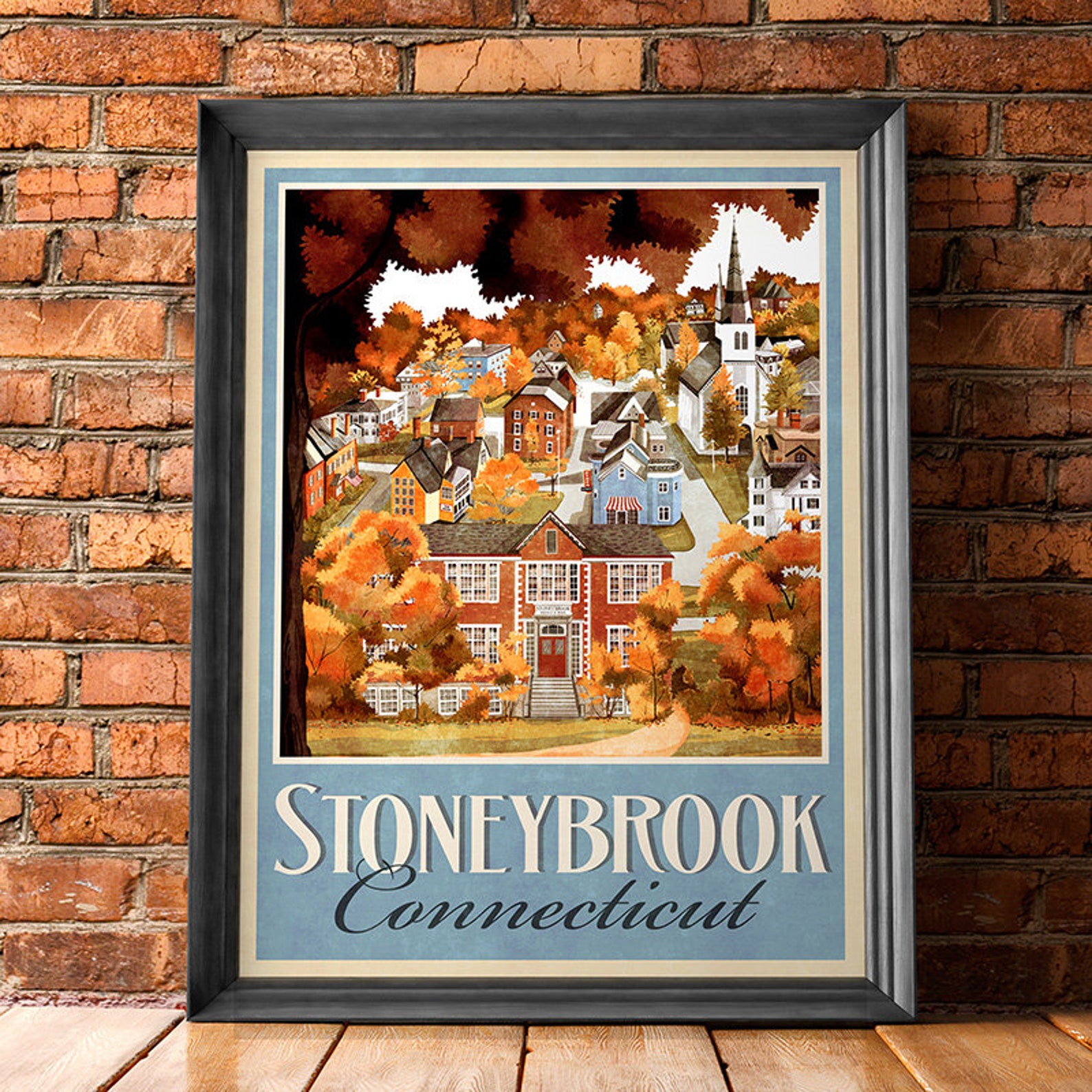 Stoneybrook Connecticut Retro Vintage Travel Poster Etsy UK