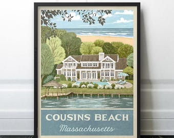 Cousins Beach Massachusetts Retro Travel Poster for TSITP Fans