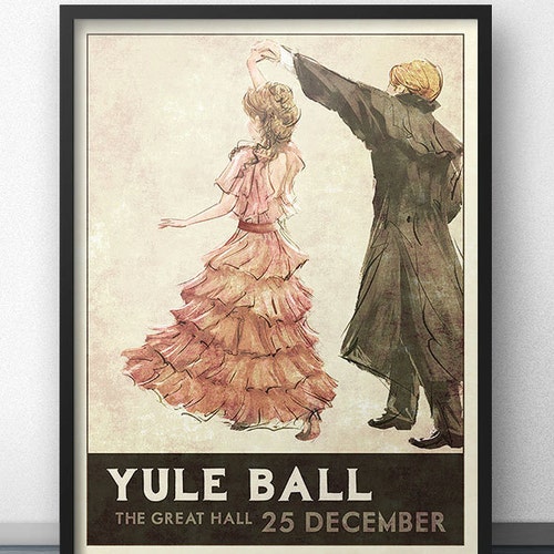 Yule Ball Poster - 1930s Retro Style (Pink Dress)