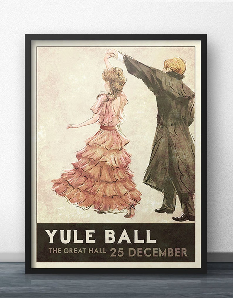 Yule Ball Poster - 1930s Retro Style (Pink Dress) 