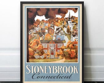 Stoneybrook Connecticut Retro Vintage Travel Poster | BSC | Babysitter's Club