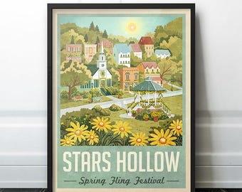 Stars Hollow Spring Travel Poster (1000 Yellow Daisies)