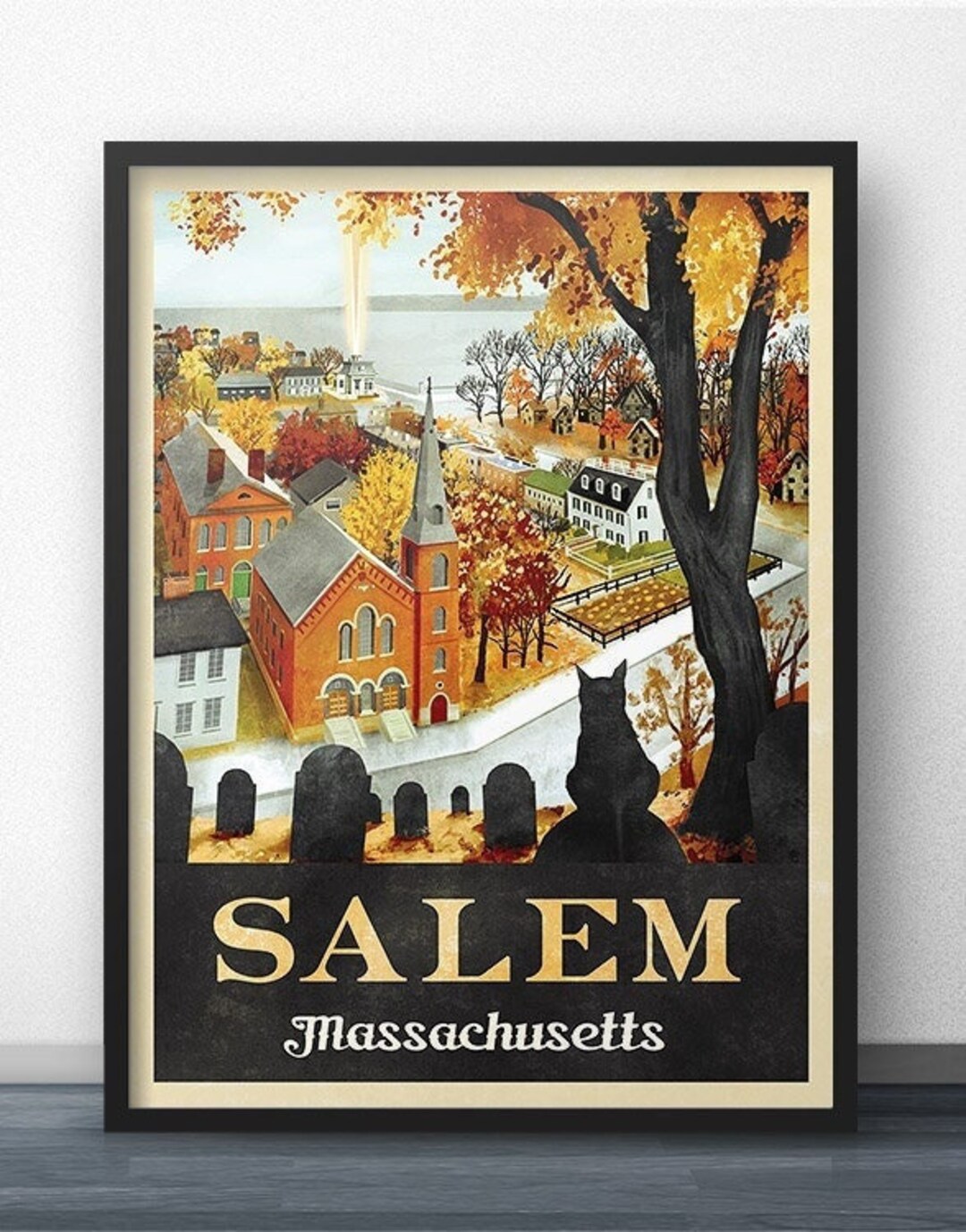 Salem Massachusetts Travel Poster Etsy