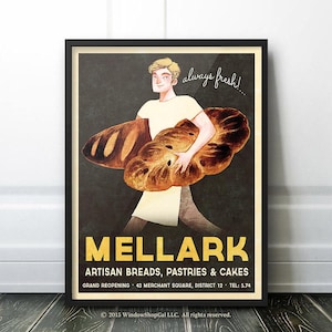 Pôster vintage da Mellark Bakery ("Grand Reopening") - Inspirado por Peeta de Jogos Vorazes