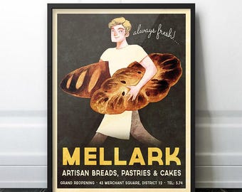 Mellark Bakery Vintage Poster ("Grand Reopening") - Inspired by Peeta from Hunger Games