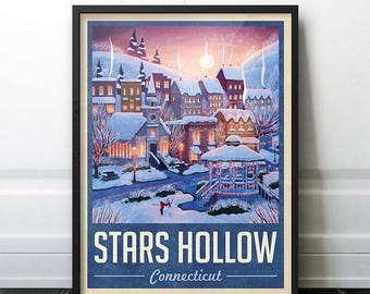 Sterne Hohl Winter Urlaub Reise Poster