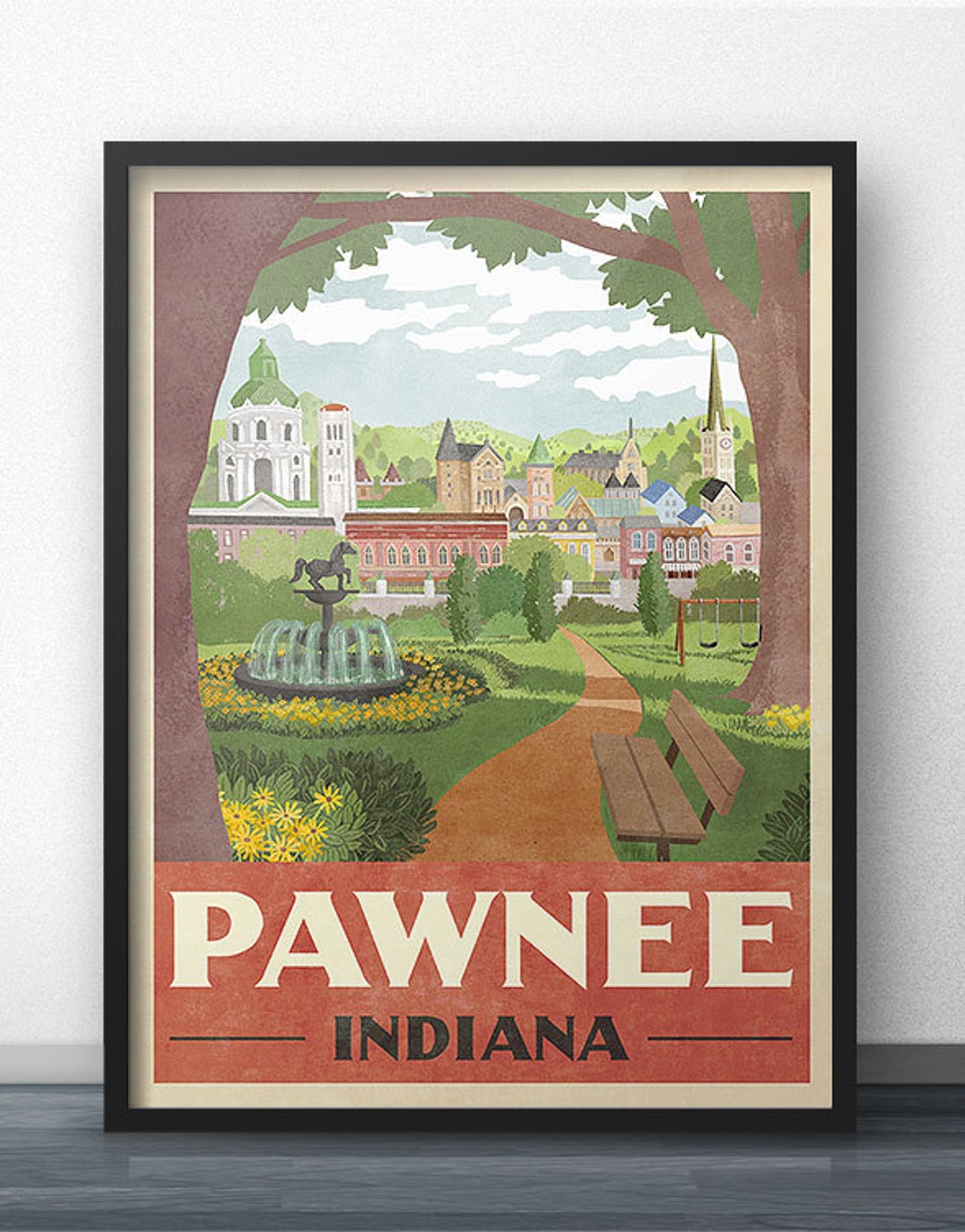 Pawnee Indiana Travel Poster Parks and Recreation Department Etsy