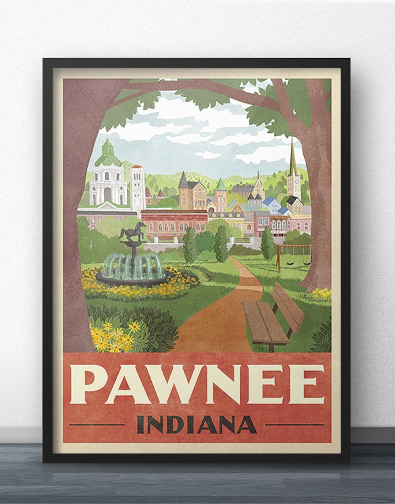 Pawnee Indiana Travel Poster Parks and Recreation Department image 1
