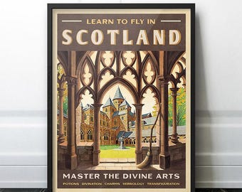 Scotland Travel Poster | Hogwarts | School of Divine Arts