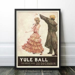 Afiche del baile de Navidad: estilo retro de los años 30 (vestido rosa)
