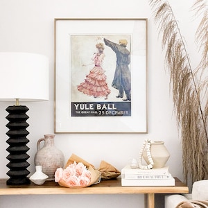 Yule Ball Poster 1930s Retro Style Pink Dress 18" x 24" inches
