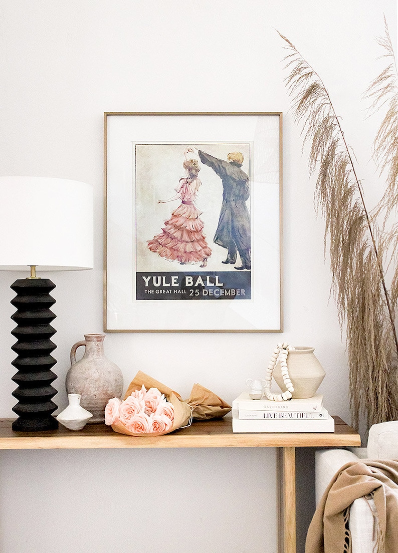 Yule Ball Poster 1930s Retro Style Pink Dress 18" x 24" inches