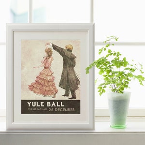 Yule Ball Poster 1930s Retro Style Pink Dress 8" x 10" inches