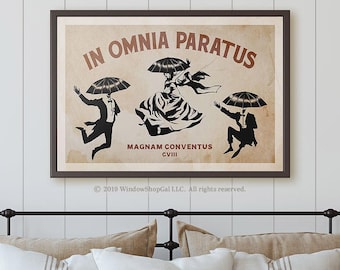 In Omnia Paratus Poster - Heritage Edition (Horizontal) | Black and White | Neutral Decor