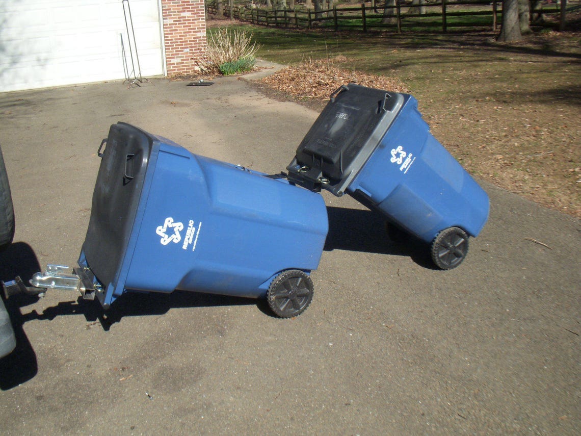 Trash Can Hauler. Piggy Back for Your Recycle Trash Can With Etsy
