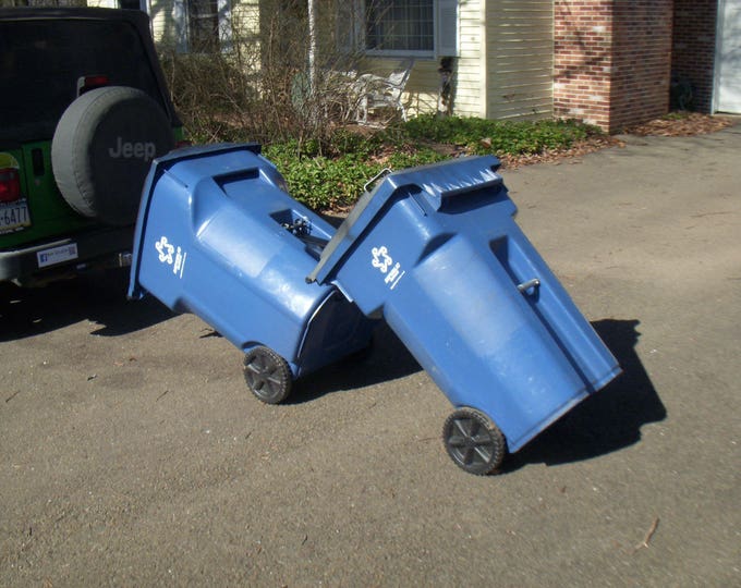 Featured listing image: Trash Can Hauler.  Piggy Back for your Recycle Trash Can with wheels