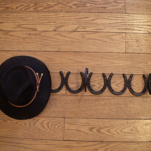 Horseshoe Cowboy Hat Rack Etsy