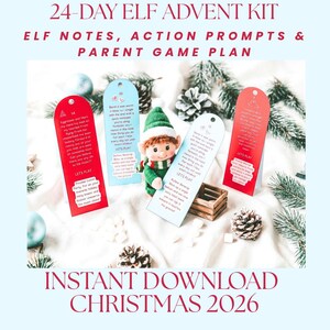 Elf 24-Day Advent Activity Kit, Parent Plan, Elf Notes Printable, Kid Games, Elf Didn't Move Letters, Goodbye Letter