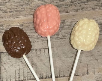 12 (one dozen) Brain Neurology Chocolate Lollipop Favor