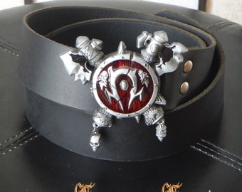 Ceinture en cuir GN médiéval-fantastique avec boucle de Warcraft Design fantaisie