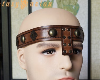 Medieval Barbarian Conan Leather Headband Crown Deluxe