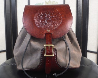 Unique Leather Small Belt Pouch // Celtic Fantasy Lady Purse // 2 Tones Leather Belt Bag // Viking Belt Pouch