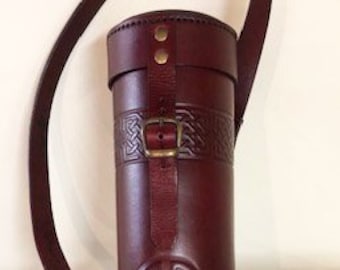 Leather Map Tube // Medieval Adventurer Hunter Map Pouch // Traveler Celtic Leather Quiver Map Tube