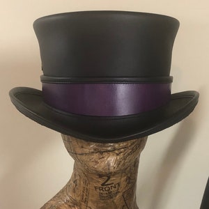 Chapeau haut de forme victorien en cuir//chapeau steampunk//bandeau coloré chic personnalisé image 2