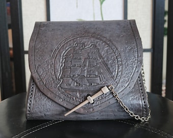 Bolsa de cinturón pirata // Cosplay de Black Sail // Barco pirata del Capitán Marinero // Bolsa de cinturón de cuero LARP renacentista Tesoro