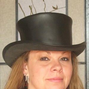 Hoge hoed // Victoriaanse leren hoge hoed // Leren steampunkkostuum // Standaard hoge hoed // Cosplay