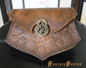 Bolsa de cinturón de cuero pirata renacentista victoriana LARP tesoro