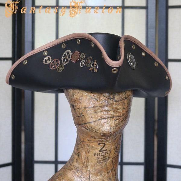 Steampunk Pirate Hat // Airship Captain Pirate Leather Hat // Halloween Costume // Wasteland Spaceship
