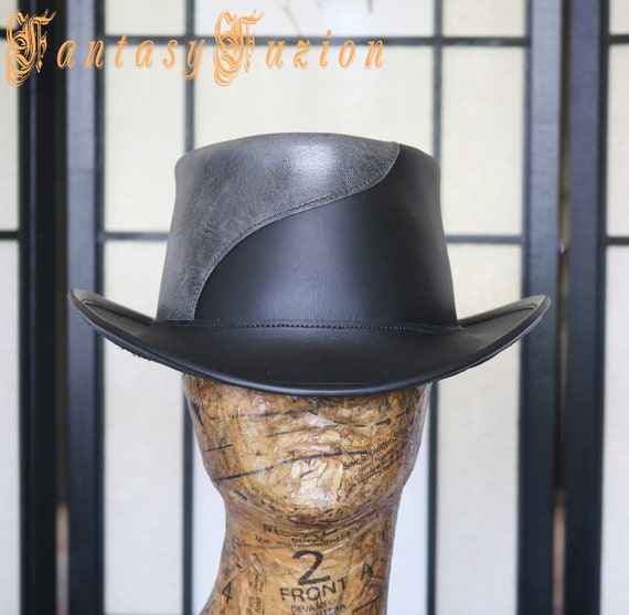Adventurer Hat // Vintage Leather Hat // Unique Fedora Leather Hat // Urban  Club Wear Hat
