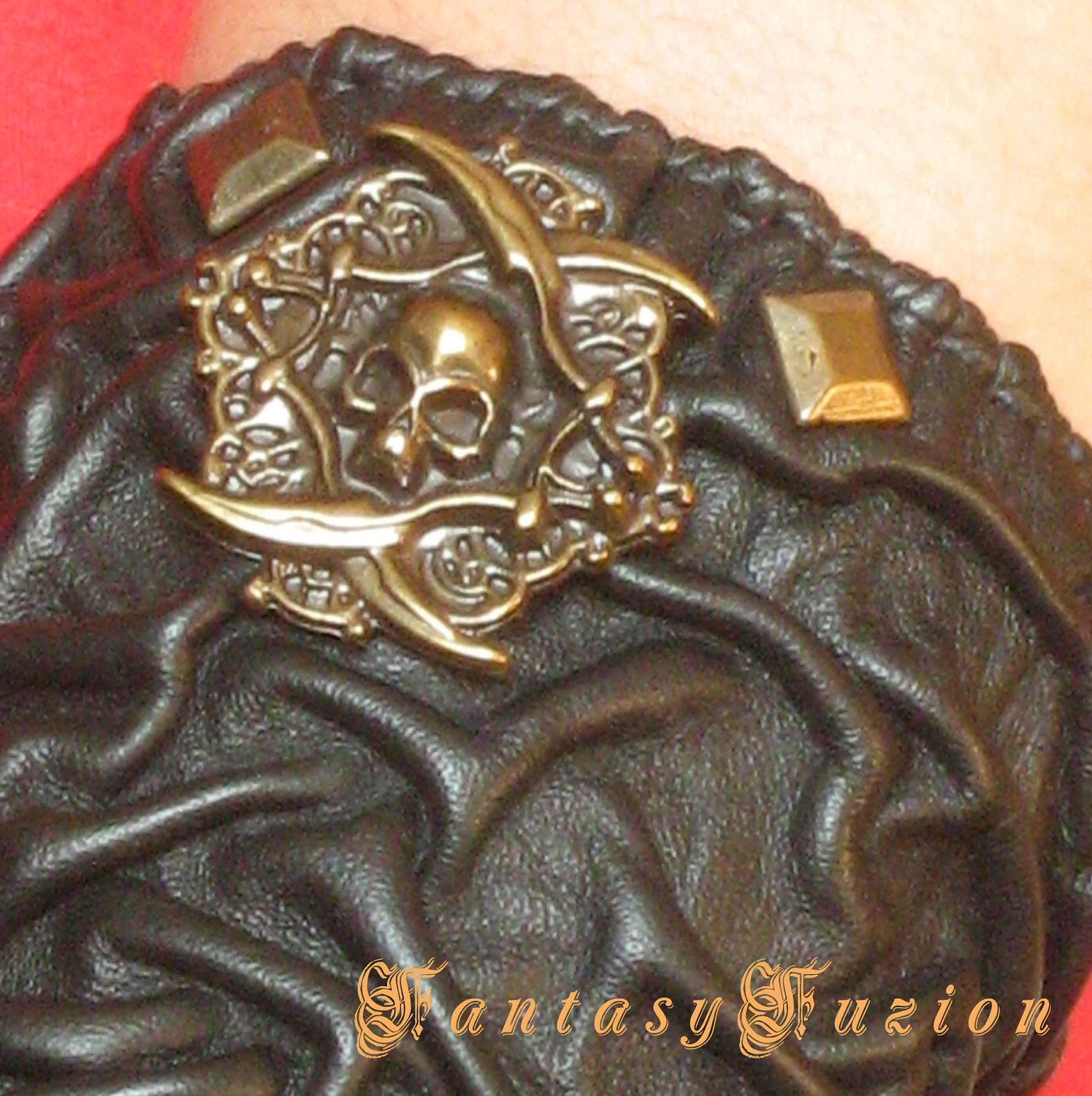 Pirative Rocker Gothic Rocker Fashion Punk Pirate Leather Bracer With Skull Concho - Etsy