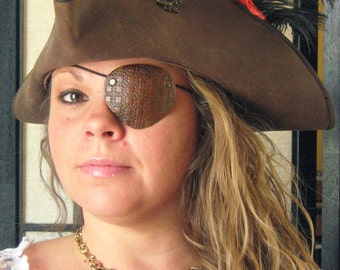 Pirate Freebooter Leather Unique Tooled Eye Patch Cosplay