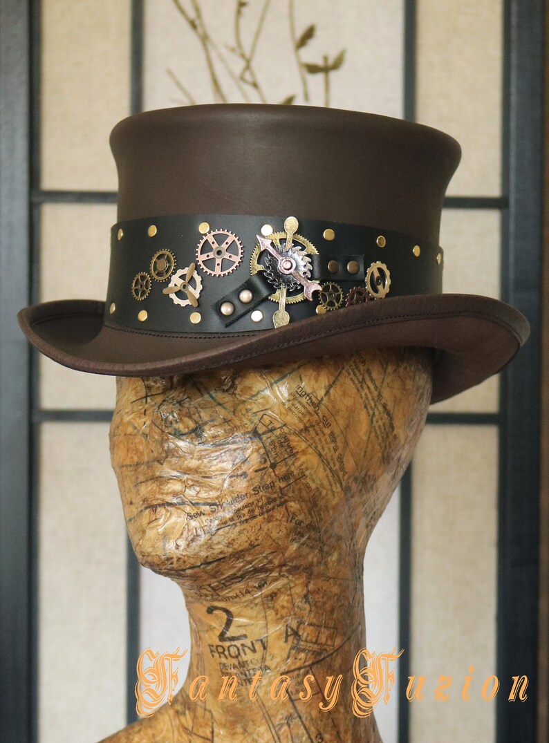 steampunk hat leather