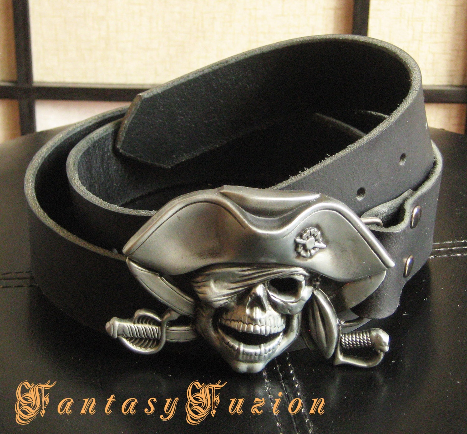 Cinturón de cuero del capitán pirata con hebilla de cráneo Etsy España